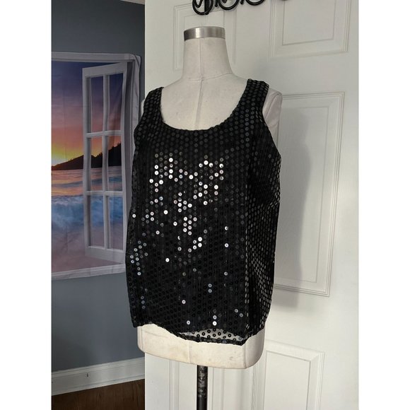 NWT Vintage black sleeveless sequin front tank MEDIUM - Picture 4 of 6